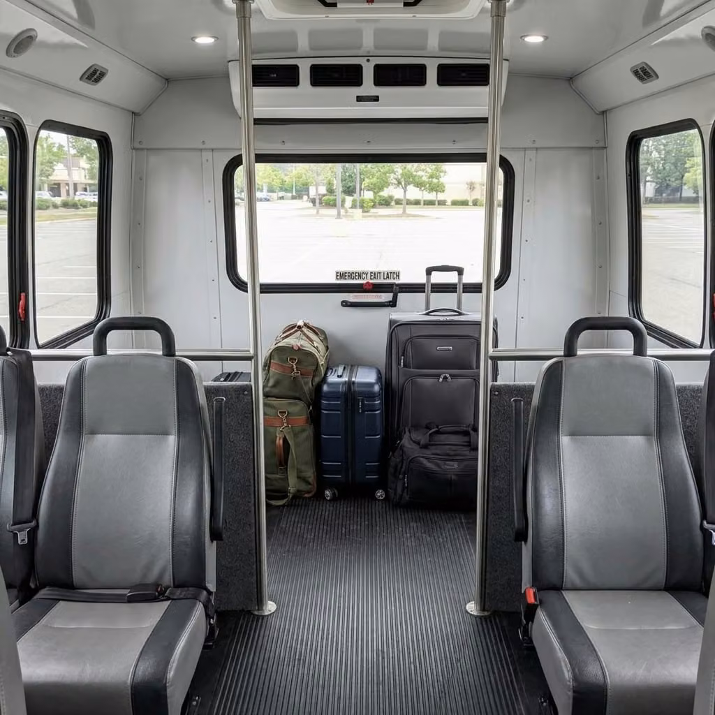 marion 28 passenger minibus luggage area