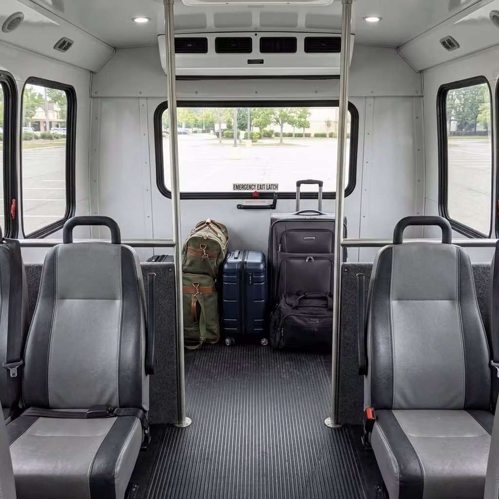 marion 30 passenger minibus luggage area