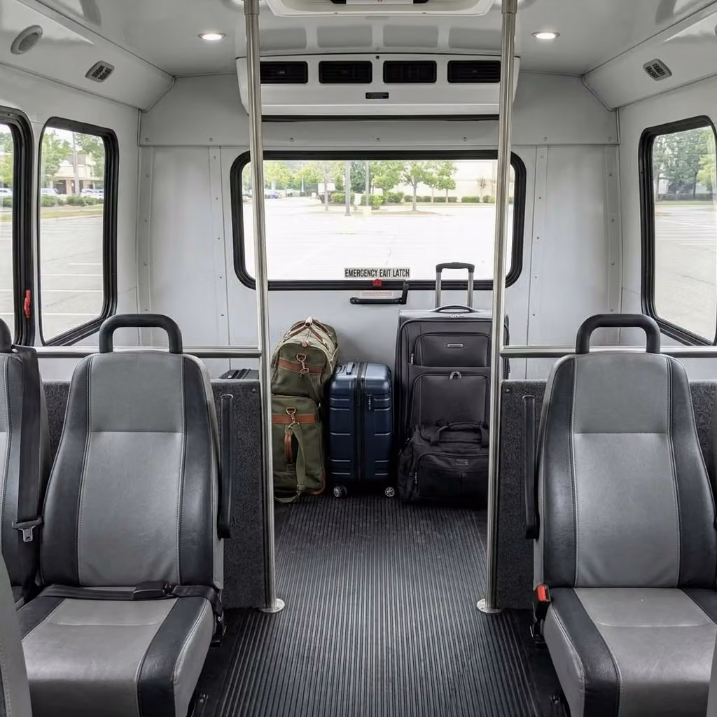marion 35 passenger minibus luggage area
