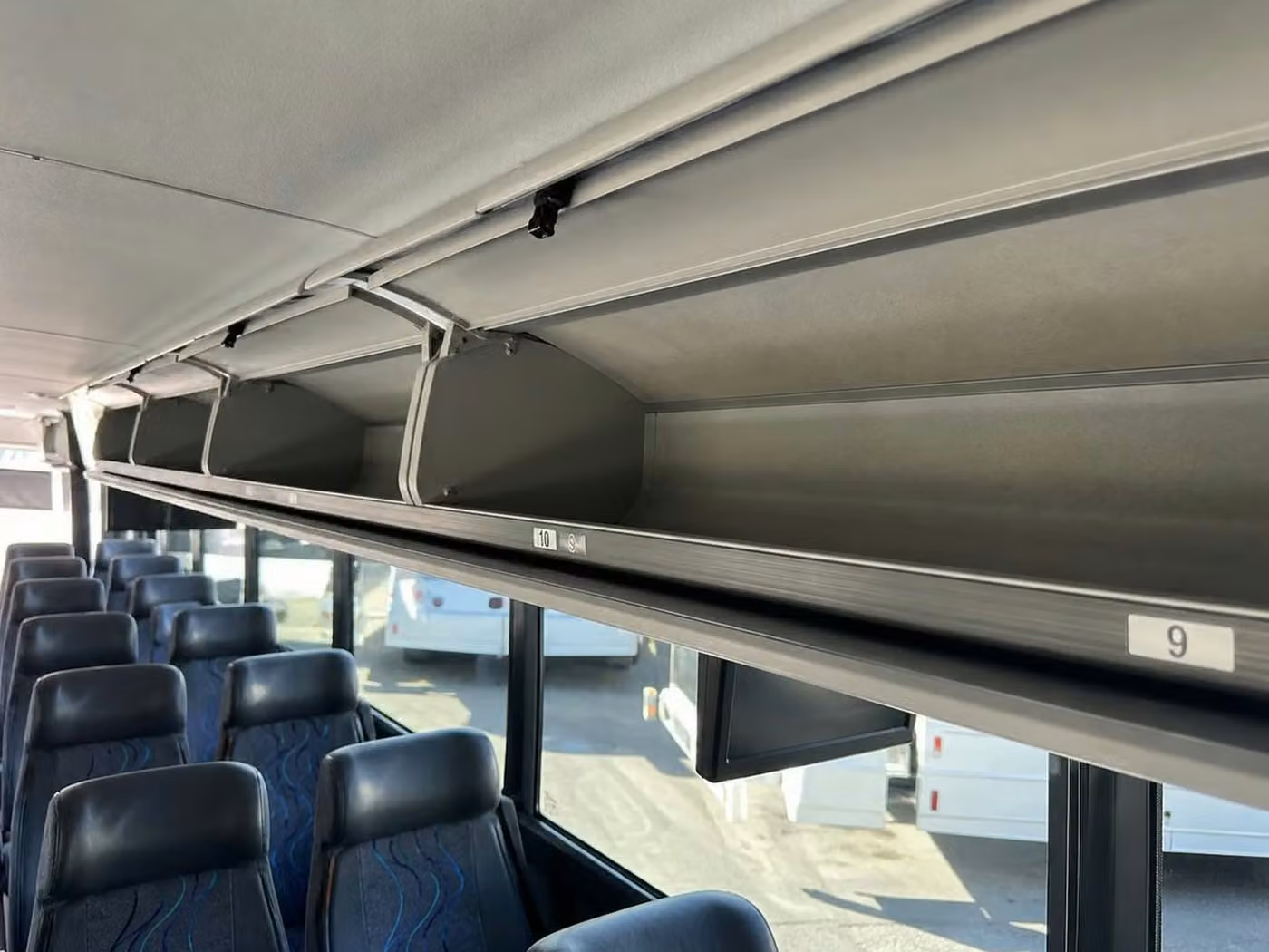marion 56 passenger charter bus overhead storage