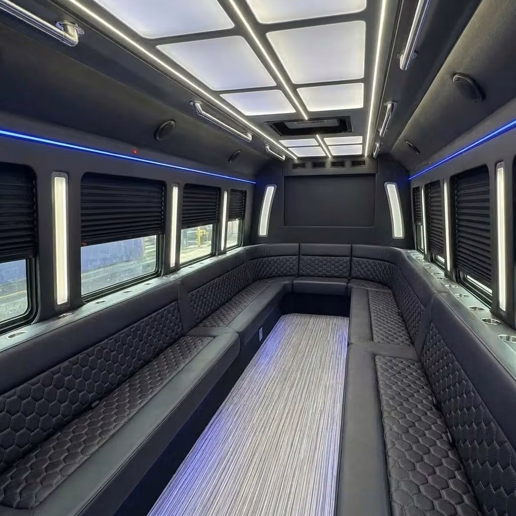 marion party bus wraparound seating
