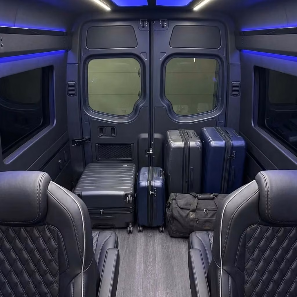 marion sprinter van rental with driver luggage area